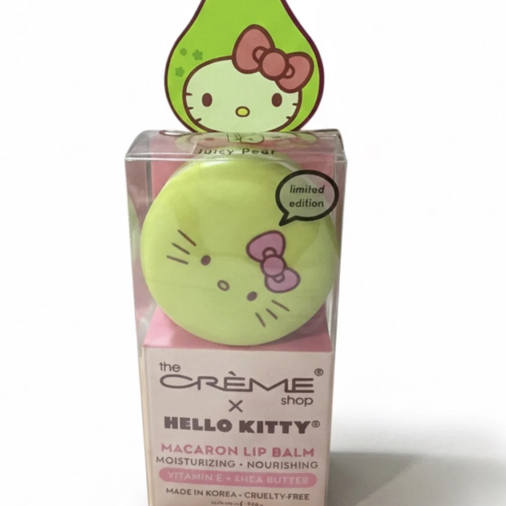 The Crème Shop x Sanrio HELLO KITTY MACARON LIP BALM Juicy Pear NIB $9 MSRP