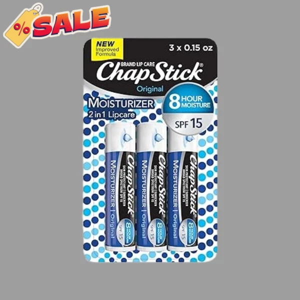ChapStick Moisturize Original Lip Balm Tubes,SPF 15 and Skin Protectant New pack
