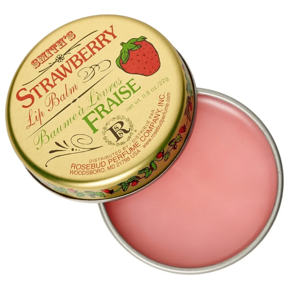 1 ROSEBUD Smith’s Strawberry Lip Balm Tin 0.8oz /22g (4 packs)