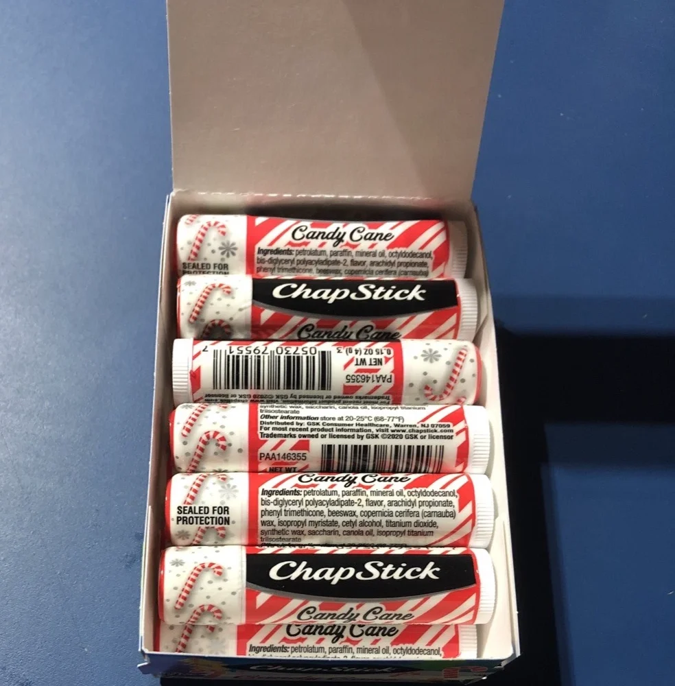 Candy Cane Chapstick 12 Pk