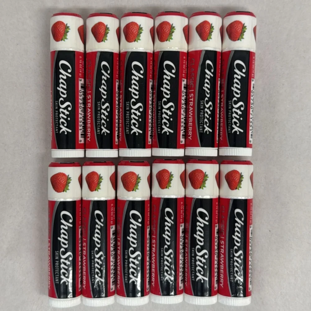Chapstick Classic Strawberry Flavored Lip Balm 0.15 oz (12 Sticks)