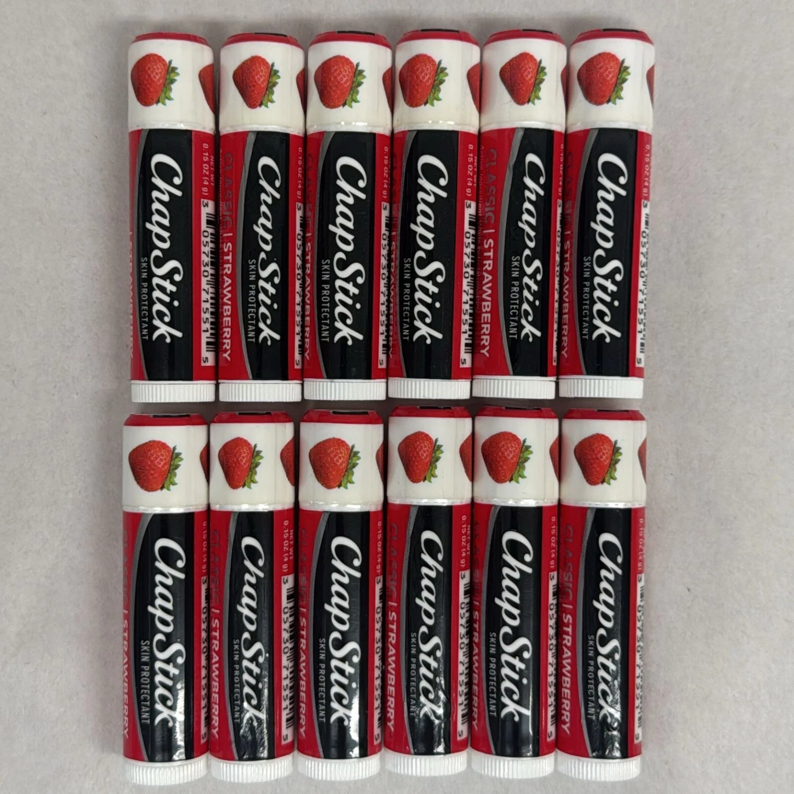 Chapstick Classic Strawberry Flavored Lip Balm 0.15 oz (12 Sticks)
