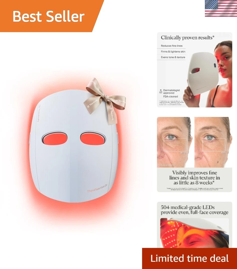 TheraFace Therabody Mask Glo - Cordless LED Skincare Face Mask with Red/Blue/Inf