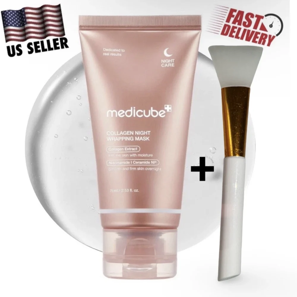 MEDICUBE Collagen Night Wrapping Mask 2.53 fl oz + Silicone Brush | Exp:2028