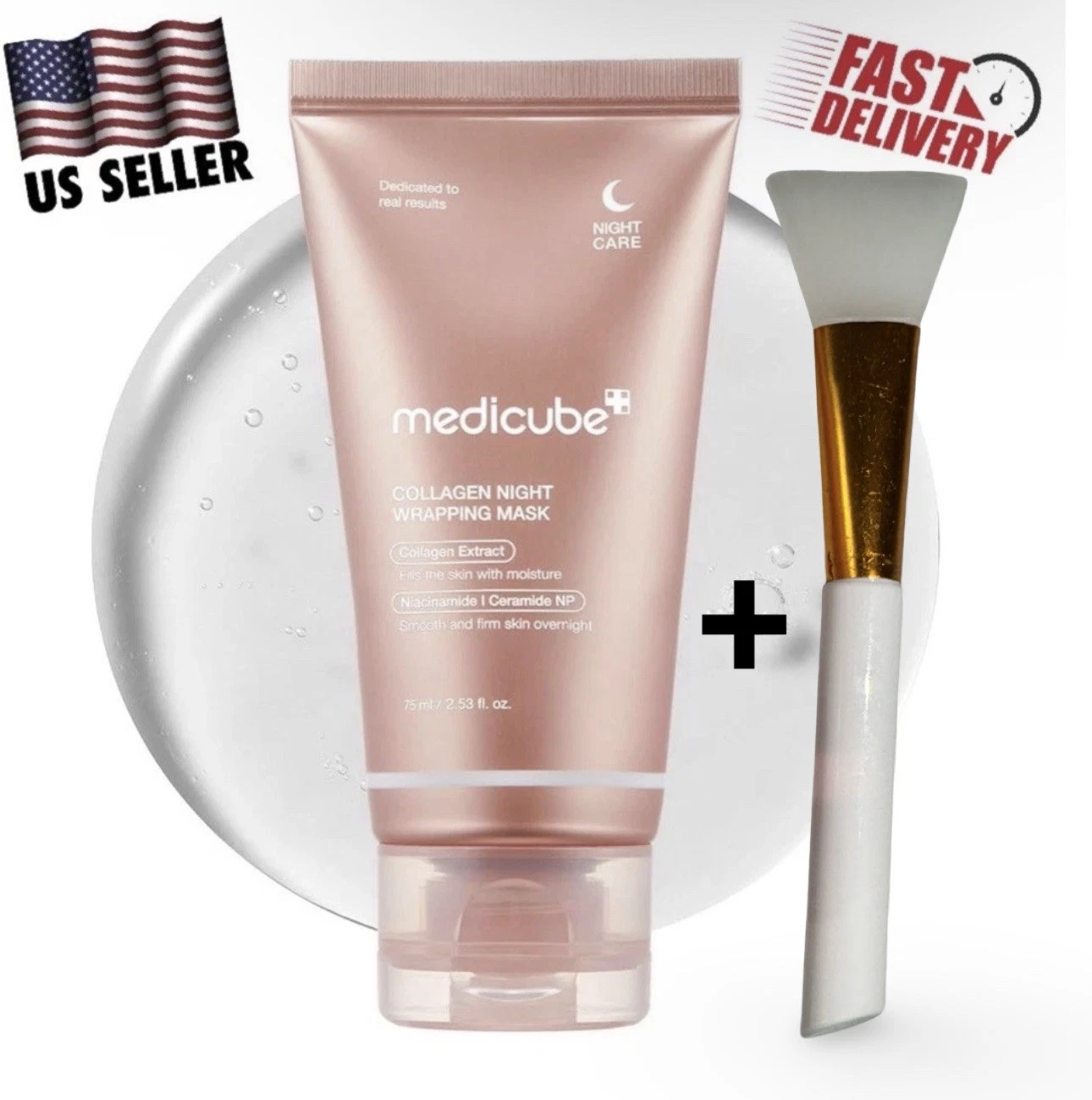 MEDICUBE Collagen Night Wrapping Mask 2.53 fl oz + Silicone Brush | Exp:2028