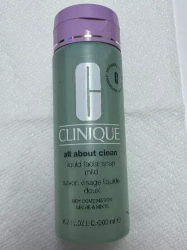 Clinique All About Clean Liquid Facial Soap Mild 6.7oz For Dry Combination Skin