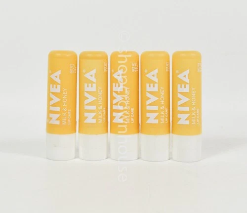 5 Nivea Milk & Honey Lip Care Balm - New Sealed - 0.17 oz.